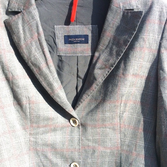 PIAZZA SEMPIONE wool gray plaid Blazer 46 8 ITALY - Picture 3 of 5